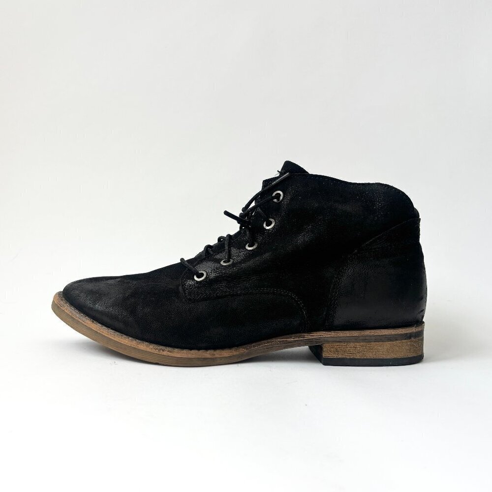Black Diba Eli Genuine Black Suede Leather Combat Ankle Booties - sz 8 - Picture 2 of 15